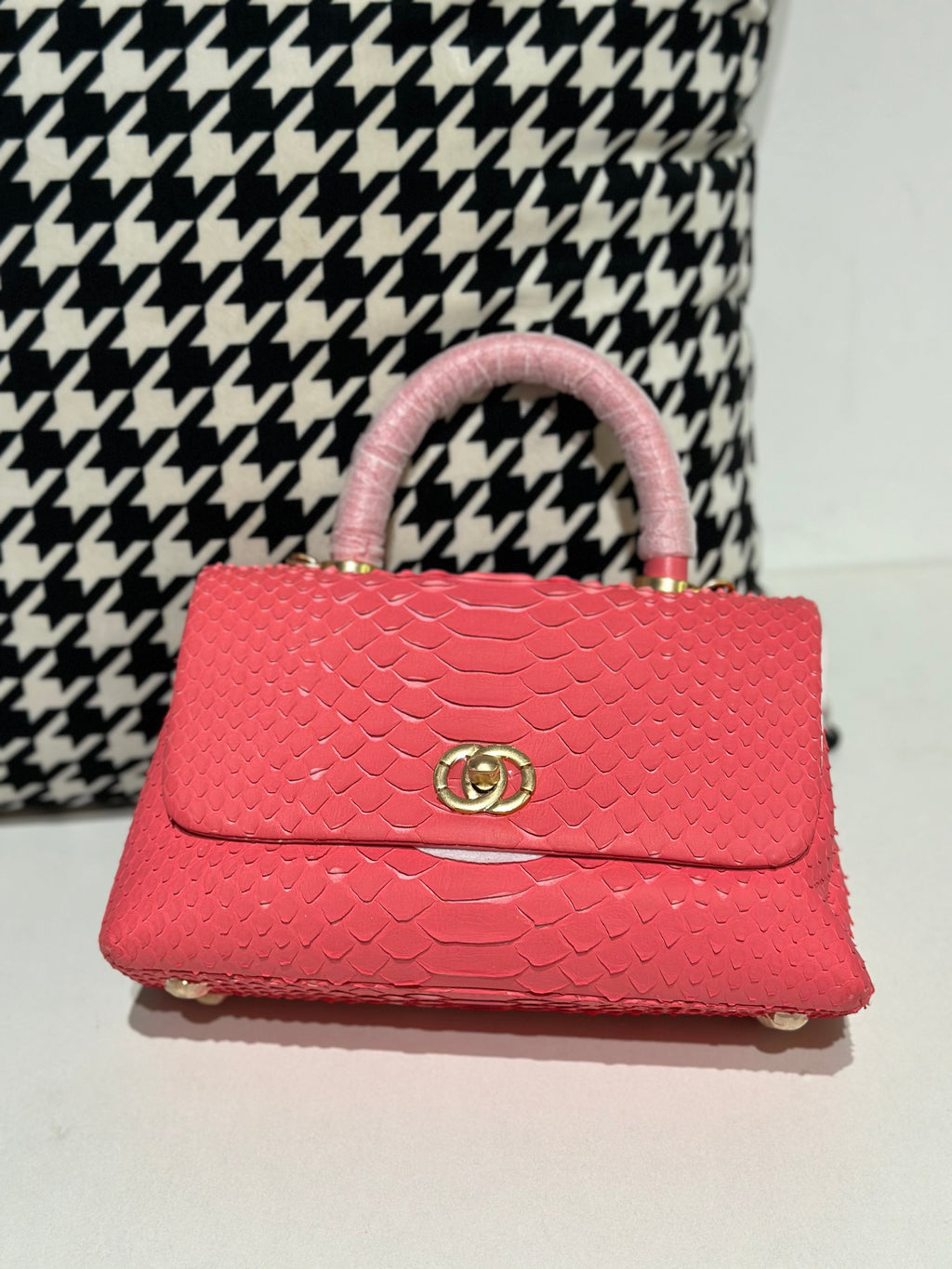 Genuine Python Skin Leather Top Handle Cross Body Bags