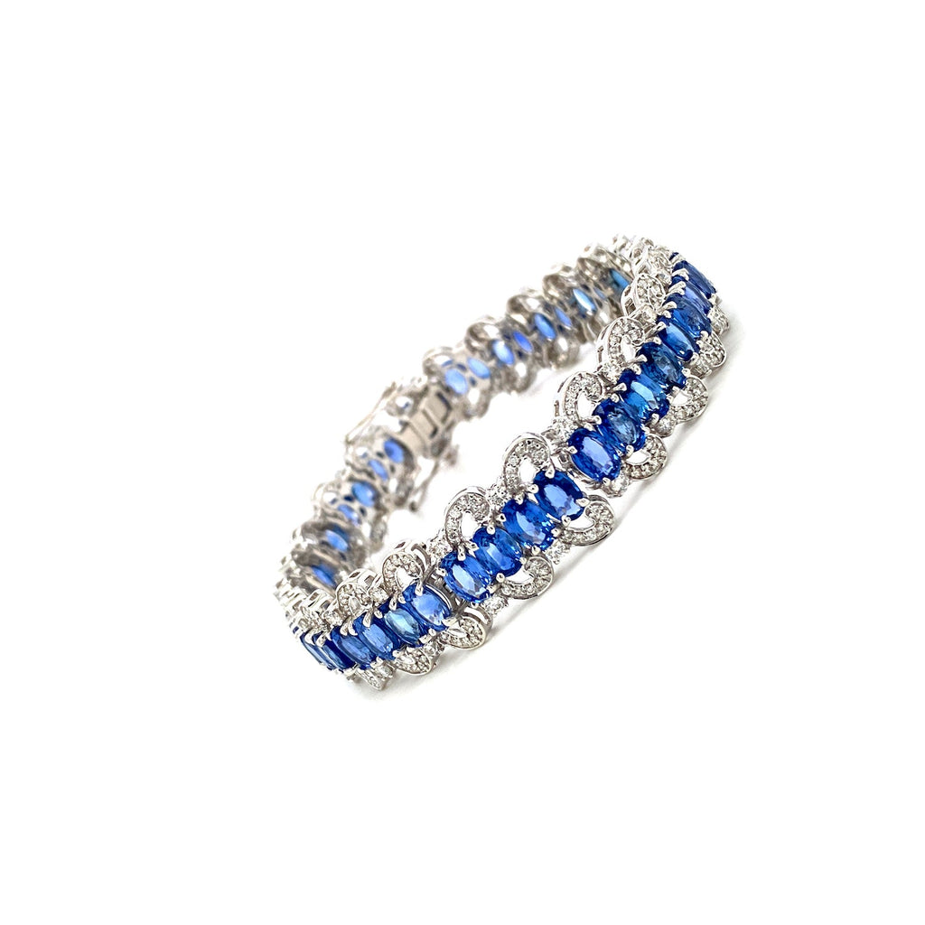 Sapphire and Diamond Bracelet in 18K White Gold - KGD 41264