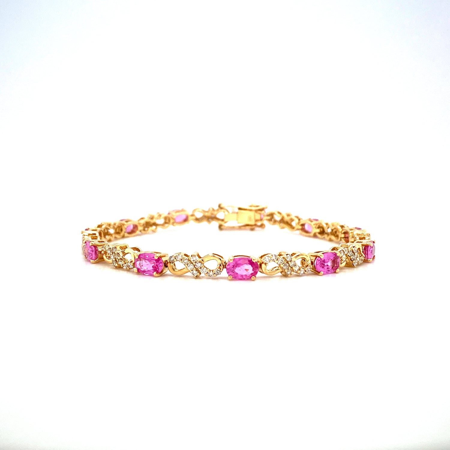 Pink Sapphire Bracelet in 14K Yellow Gold - KGD 41383