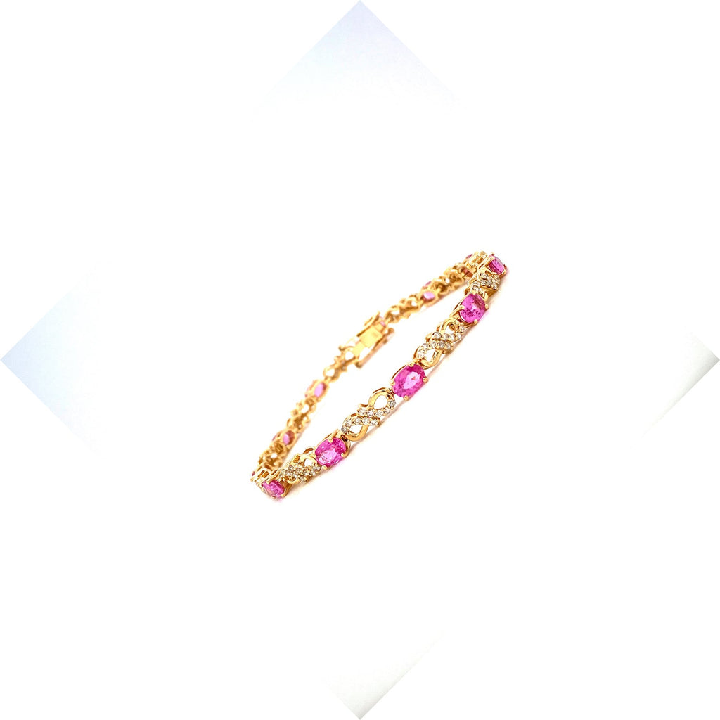 Pink Sapphire Bracelet in 14K Yellow Gold - KGD 41383