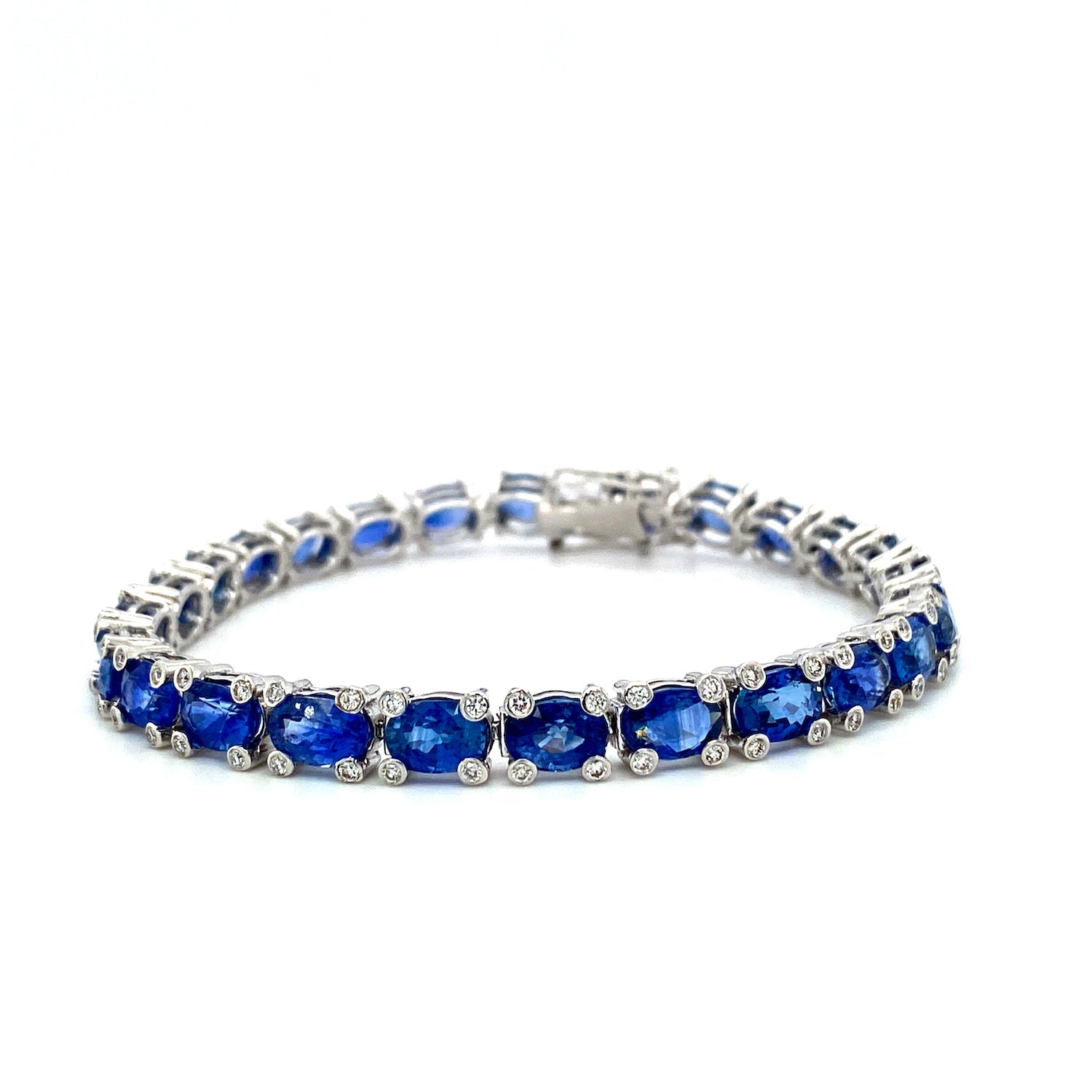 Sapphire and Diamond Bracelet in 18K White Gold - KGD 41398