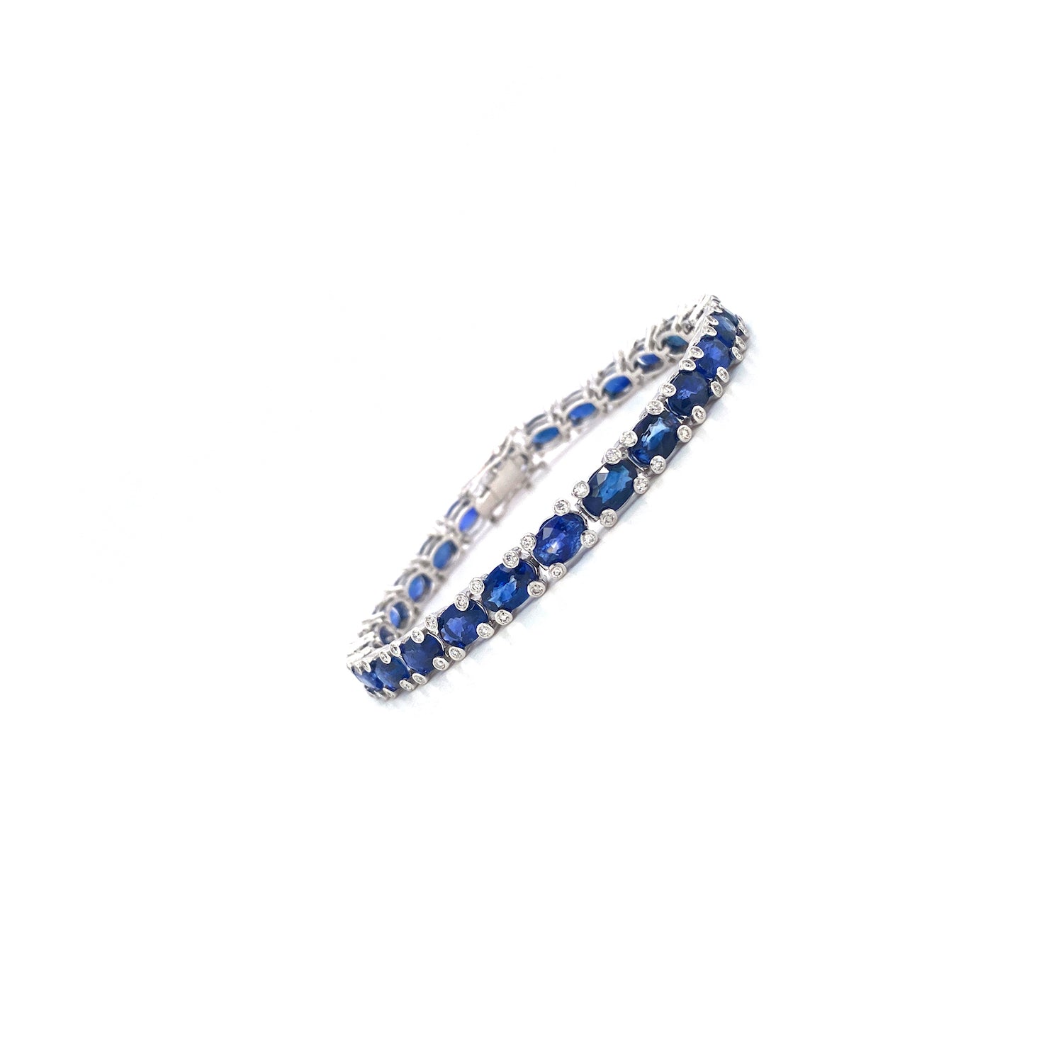 Sapphire and Diamond Bracelet in 18K White Gold - KGD 41398