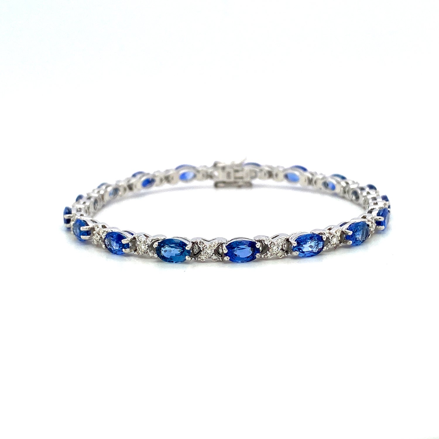Sapphire and Diamond Bracelet in 14K White Gold - KGD 41486