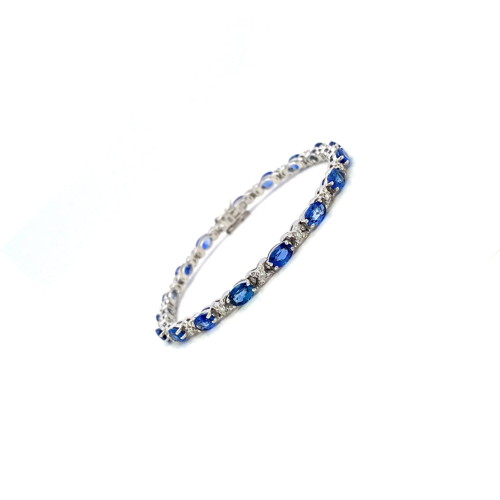 Sapphire and Diamond Bracelet in 14K White Gold - KGD 41486