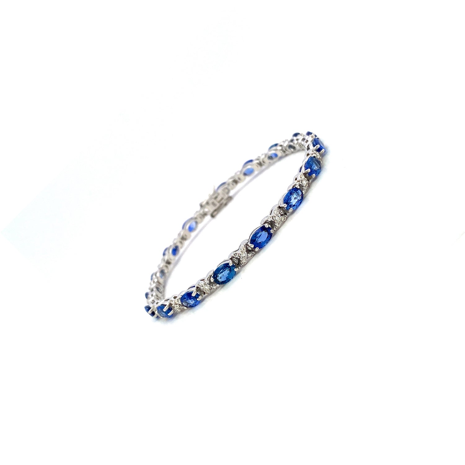 Sapphire and Diamond Bracelet in 14K White Gold - KGD 41486