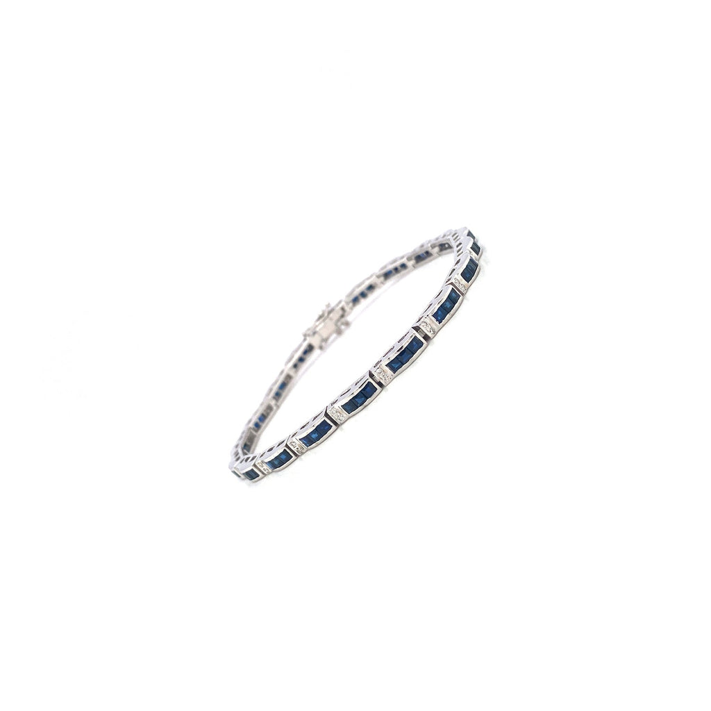 Sapphire and Diamond Bracelet in 14K White Gold - KGD 41519