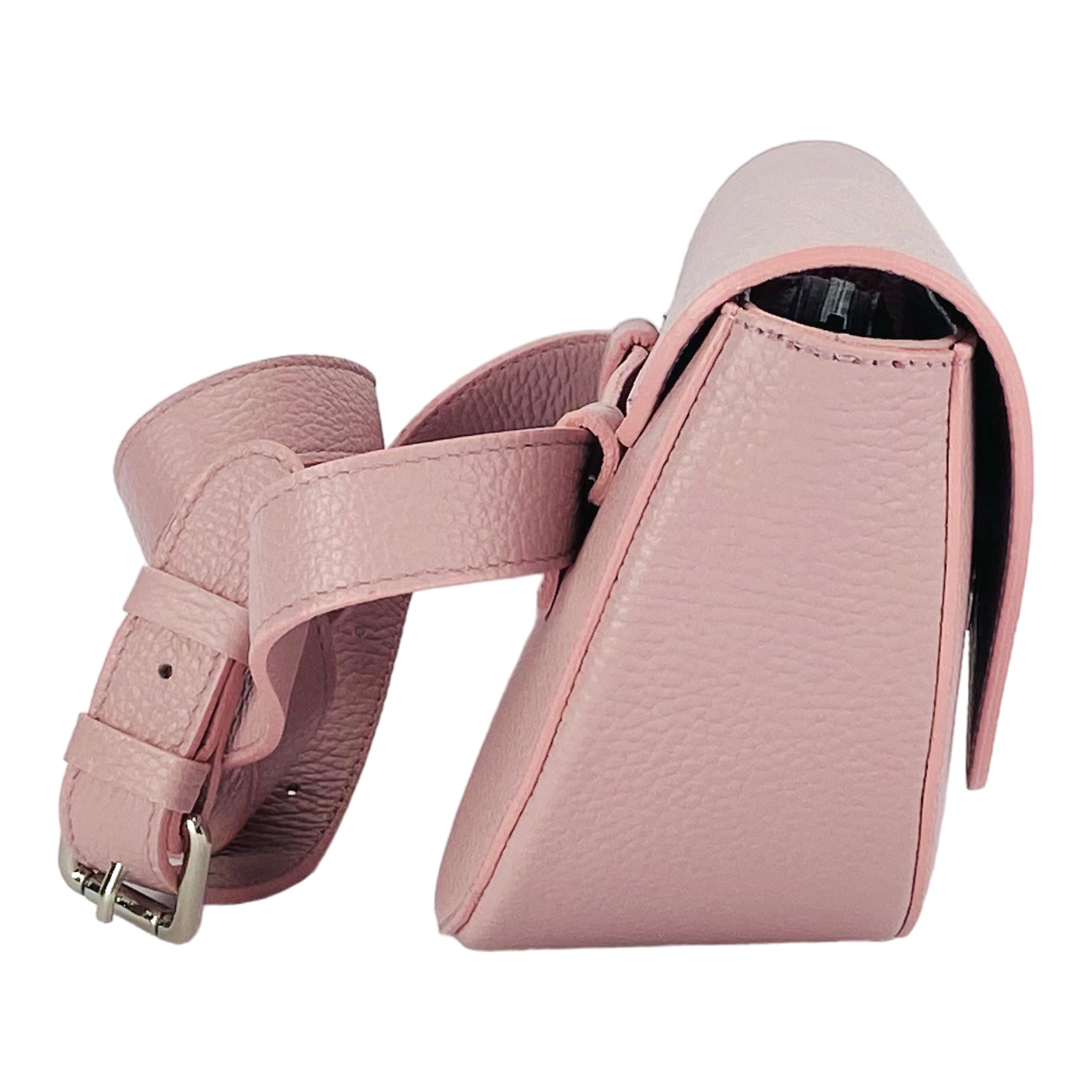 RB1027AZ  | Borsa Donna a Bandoliera stondata in Vera Pelle Made in Italy. Tracolla removibile e regolabile in pelle. Accessori Nickel Lucido - Colore Rosa Antico - Dimensioni: cm 25 x 15 x 9
